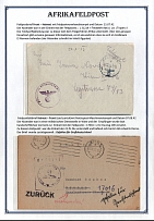 1942 Germany, German Field Post in Africa, Two covers from Front (El Alamein area) to Vienna, Field post № L 31214, and from Vienna to Bremen then redirected to Field post № 17016 finally returned to sender