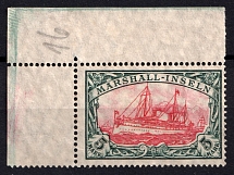 1916-19 5m Marshall Islands, German Colonies, Kaiser’s Yacht, Germany (Mi. 27 A, Corner Margins)