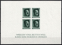 1937 Third Reich, Germany, Souvenir Sheet (Mi. Bl. 8, CV $70)