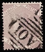 1860 6p Jamaica, British Colonies (SG 5, Canceled, CV $30)