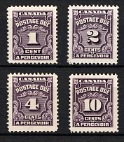 1935-65 Canada, Postage Due Stamps (SG D18, D19, D21, D24, CV $210, MNH)