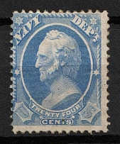 1873 24c Winfield Scott, Official Mail Stamp 'Navy', United States, USA (Scott O43, Ultramarine, CV $430)
