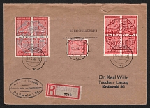 1946 (10 Mar) Rosswein (Saxone), Germany Local Post, Registered Cover to Taucha Leipzig (Mi. 1 - 2, Unofficial Issue, Full Set, CV $340)