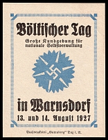 1927 'Big Day. Big Meeting for National Self-Government', Swastika, Warnsdorf, Weimar Republic, Germany Propaganda, Window Sticker, Nazi Germany