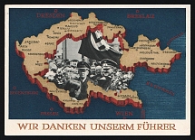 1938 For the Sudetenland Plebiscite, Third Reich Propaganda, Nazi Germany, Postcard, Mint
