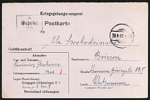 1942 (18 Apr) WWII German Prisoners of War POW Camp in Poland, Postcard to Briesen (Oflag X C)
