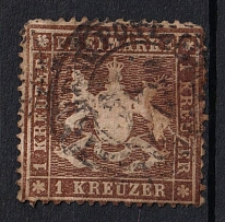 1860 1kr Wurttemberg, German States, Germany (Mi. 16 x, Used, CV $200)