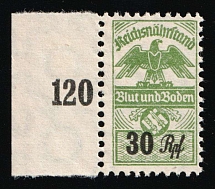 30rpf Reich Food Stamp, 'Blood and Ground', Deutsches Reich, Nazi Germany Revenue (Plate Number)
