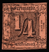 1854 1/4g Thurn und Taxis, German States, Germany (Mi 1, Canceled, CV $40)