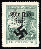 1939 50h Moravia-Ostrava, Bohemia and Moravia, Germany Local Issue (Mi. 28, Type I, Signed, CV $230)
