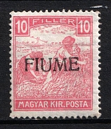 1918-19 10f Fiume, Italian Regency of Carnaro, Inter-Allied Occupation, Provisional Issue (Mi. 6 II, CV $80)
