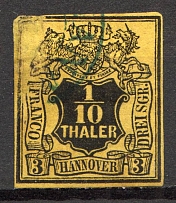 1851-55 Hanover Germany 1/10 Th (CV $90, Canceled)