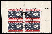 1948 50pf Augsburg - Hochfeld, Estonia, Lithuania, Baltic DP Camp, Displaced Persons Camp, Block of Four (Wilhelm 1 A, Margin, Canceled, CV $90)