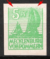 1945 5pf Mecklenburg-Vorpommern, Soviet Russian Zone of Occupation, Germany (Mi. 32 x IV, Lines on Top Damage)