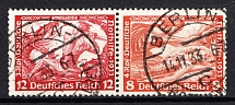 1933 Third Reich, Germany, Wagner, Se-tenant, Zusammendrucke, Pair (Mi. W 55, Used, CV $50)