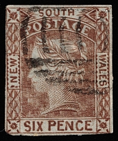1852-53 6p New South Wales, Australia (SG 75, Canceled, CV $400)