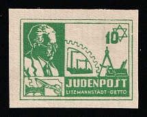 1944 10pf Litzmannstadt Ghetto, Lodz, Poland, Jewish Getto Post