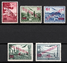 1941 Serbia, German Occupation, Germany, Airmail (Mi. 26 - 30, Full Set, Signed, CV $60)