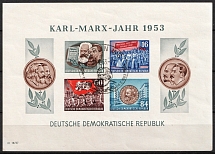1953 German Democratic Republic, Germany, Souvenir Sheet (Mi. Bl. 9 y I, Canceled, CV $230)