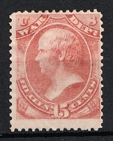 1873 15c Webster, Official Mail Stamps 'War', United States, USA (Scott O90, Rose, CV $85)