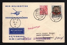 1954 (22 Mar) GRD Germany Airmail by Helicopter cover from Berlin to Uto, Returned to sender