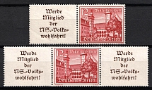 1939 Third Reich, Germany, Se-tenants, Zusammendrucke, Pair (Mi. W 140 - W 141, CV $40)