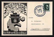 1938 'One Nation - One Reich - One Fuehrer', Propaganda Postcard, Third Reich Nazi Germany