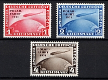 1931 Weimar Republic, Zeppelins, Germany, Airmail (Mi. 456 - 458, Full Set, CV $1,170)