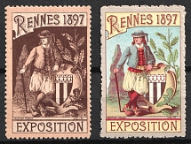 1897 Exhibition, Rennes, France, Stock of Cinderellas, Non-Postal Stamps, Labels, Advertising, Charity, Propaganda