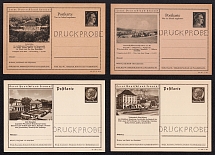 1941-42 Hindenburg, Hitler, Third Reich, Germany, 4 Postal Cards (Proofs, Druckproben)