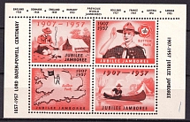 1957 Scouts, Souvenir Sheet, Scouting, Scout Movement, Stock of Cinderellas, Non-Postal Stamps