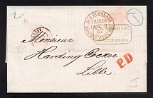 1865 Cover from St. Petersburg to Lille, France