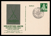 1938 'Special exhibition  The Saxon Stamp ', Propaganda Postcard, Third Reich Nazi Germany