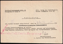 1943 (10 May) Third Reich, Germany, Notice of Summons to the Medical Board (Violet Handstamps, Used)