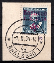 1938 40h Occupation of Karlsbad Sudetenland, Germany (Mi. 6, Karlsbad Postmark, CV $100)