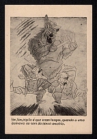 'Yes, Yes, Those Were the Times, when the Bear Danced to the Sound of Our Whistle', Italy, WWII Anti-Allies Propaganda, Roosevelt Caricature, Postcard, Mint