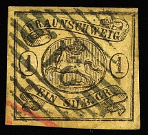 1853 1g Brunswick, German States, Germany (Mi 6b, Canceled, CV $80)