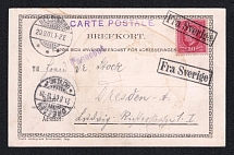 1901 (20 Aug) Sweden Sea Mail Paquebot Postcard from Helsingborg to Dresden