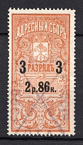 1889-95 2.86R Saint Petersburg Resident Fee, Russia (Canceled)