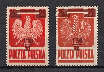 1945 1,5 zl on 25gr Poland (Carmine + Red-Brown, Mi. 409 a, 409 b, Signed, CV $1040)