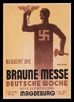 1934 'Brown Fair. Revolution Show. German Week', Swastika, Magdeburg, Third Reich Propaganda, Mini Poster, Nazi Germany