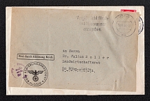 1944 Bohemia and Moravia, Germany, Official Mail, Cover, Aussig - Frankfurt am Main
