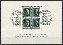 1937 Third Reich, Germany, Souvenir Sheet (Mi. Bl. 11, Special Commemorative Cancellation NURNBERG, CV $80)