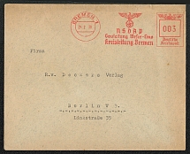 1938 Official NSDAP cover franked with a 3 Rpf postage meter stamp