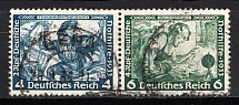 1933 Third Reich, Germany, Wagner, Se-tenant, Zusammendrucke, Pair (Mi. W 49, Used, CV $50)