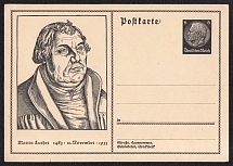 1933 Martin Luther, Third Reich, Germany, Postal Card