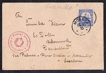 1915 German Colonies in East Africa, Censored Cover from Moschi to Germany franked with 15h (Mi. 33, CV $300)