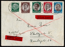 1934 Registered cover franked with Scott Nos. 406 and 432-435, posted in Frankfurt am Main