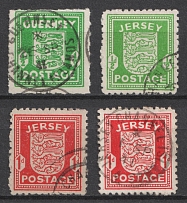 1941-42 Guernsey, Jersey, German Occupation, Germany (Mi. 1, 1 - 2, Signed, Canceled, CV $50)