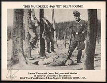 1979 'This Murderer has not been Found!', Simon Wiesenthal Center for Holocaust Studies, Los Angeles, United States, Anti-War Propaganda Postcard to Helmut Schmidt, Chancellor of the Federal Republic of Germany (Mint)